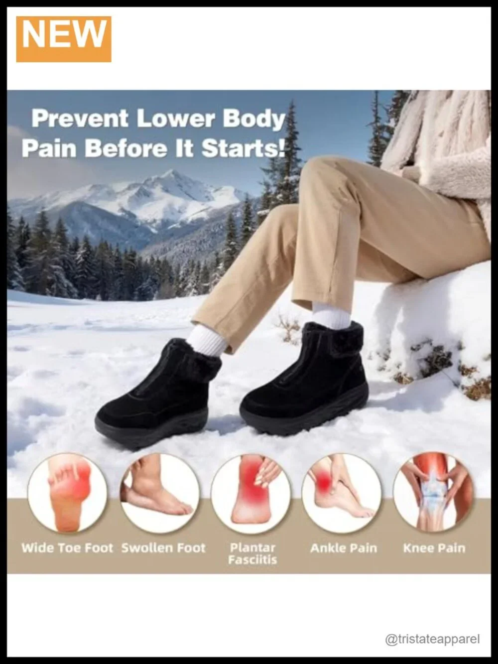 Women's Orthopedic Wide Winter Ankle Boots Arch Support Plantar Fasciitis